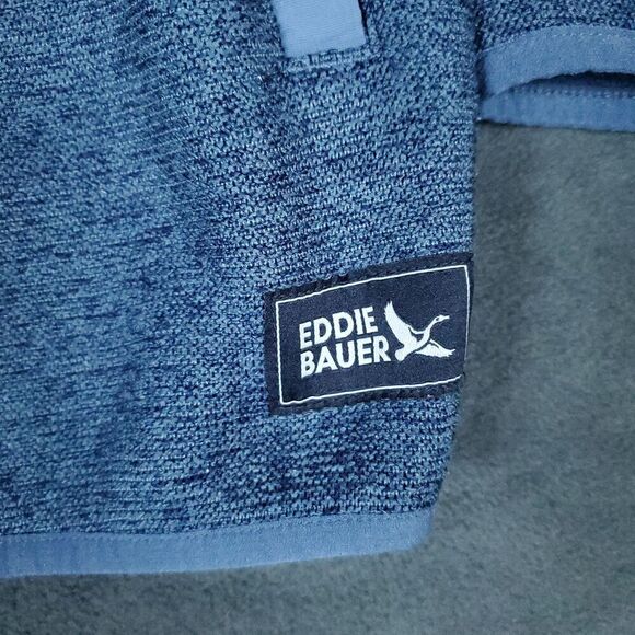 Eddie Bauer Sweater Men’s XL Knit Pullover 1/4 Snap Mock Neck Blue - Picture 4 of 11